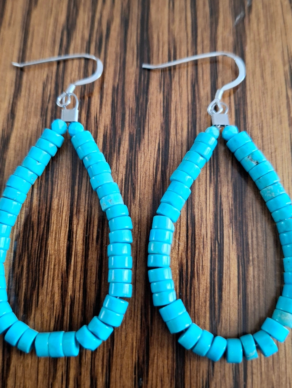 Heishi Turquoise Hoop Earrings Handmade